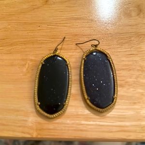 Kendra Scott Danielle Gold Drop Earrings in Black Glitter. Gently used.